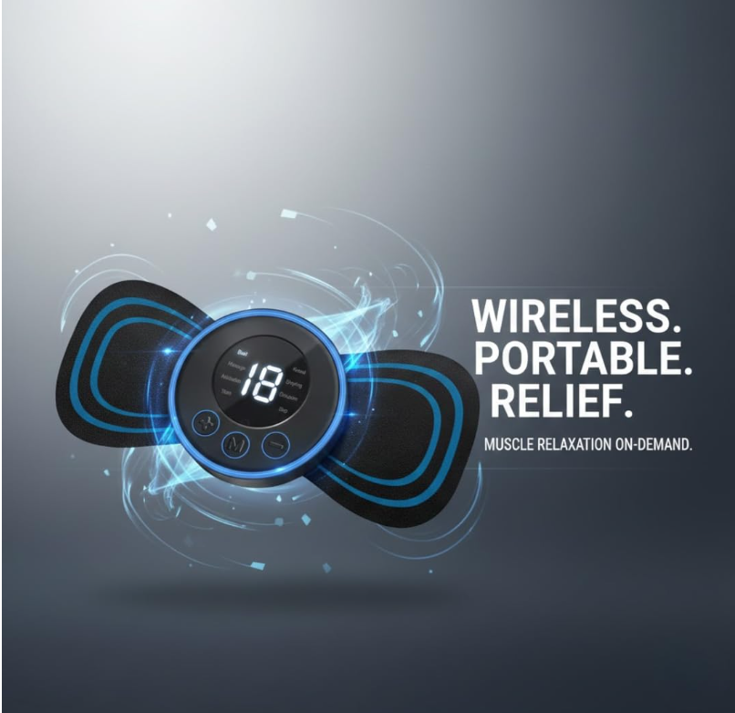 Fambit Wireless Mini Massager Body Massager Machine for Pain Relief, Portable Butterfly Massager for Body Pain Relief, Rechargeable Neck and Shoulder Massage Machine for Blood Circulation